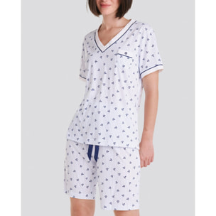 Pijama corto mujer algodón modal anclas cómodo y ligero