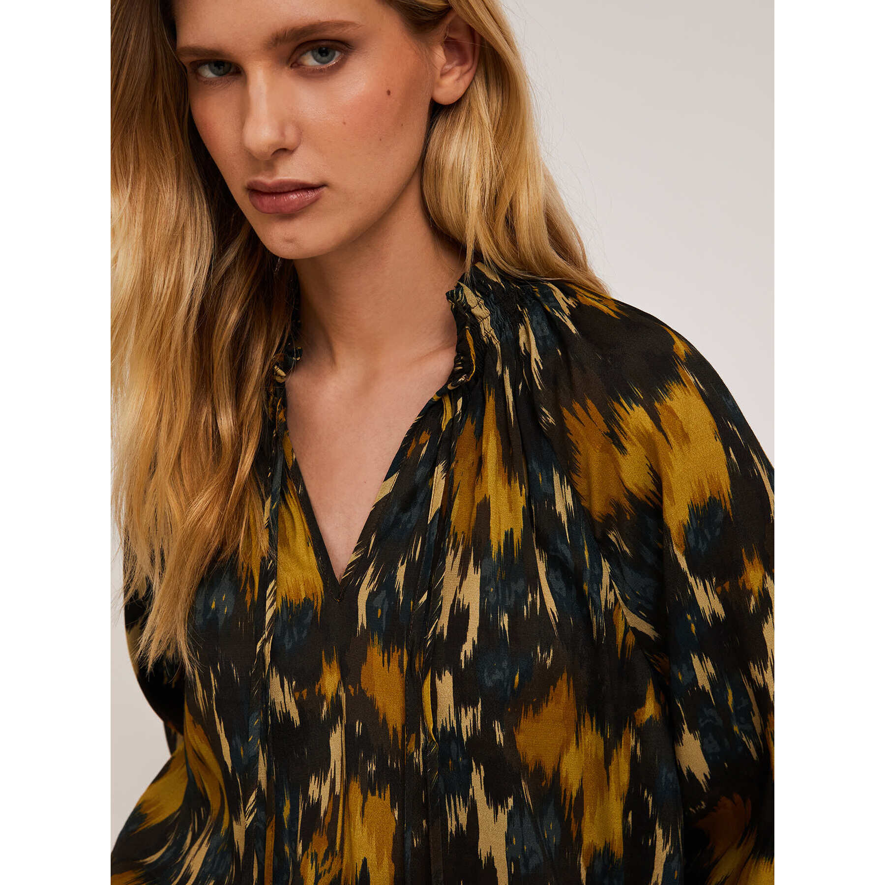 Motivi - Blusa stampata in tessuto crêpe - Giallo