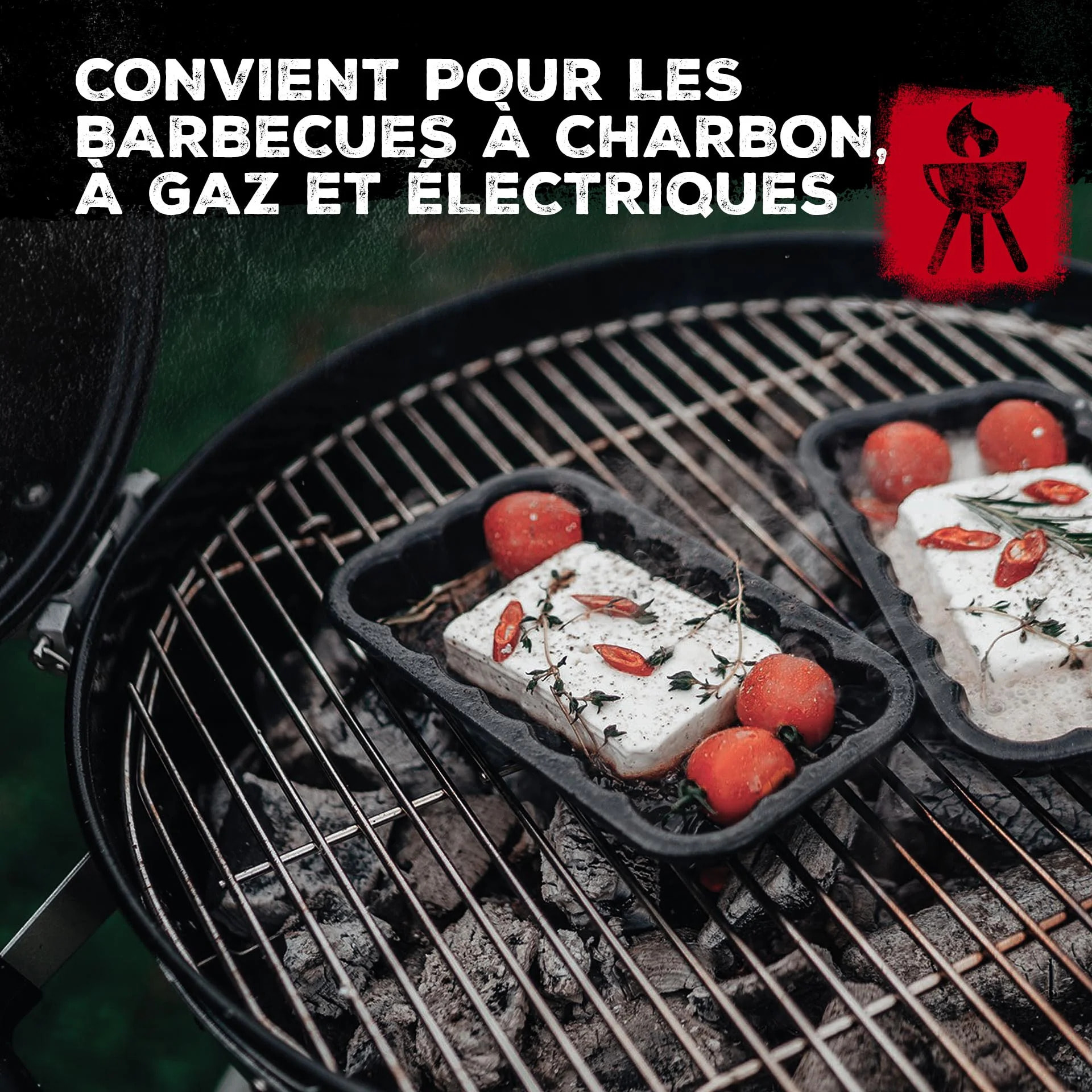 Lot de 2 plats à barbecue en acier émaillé 21 x 12 cm FM Professional Barbecue