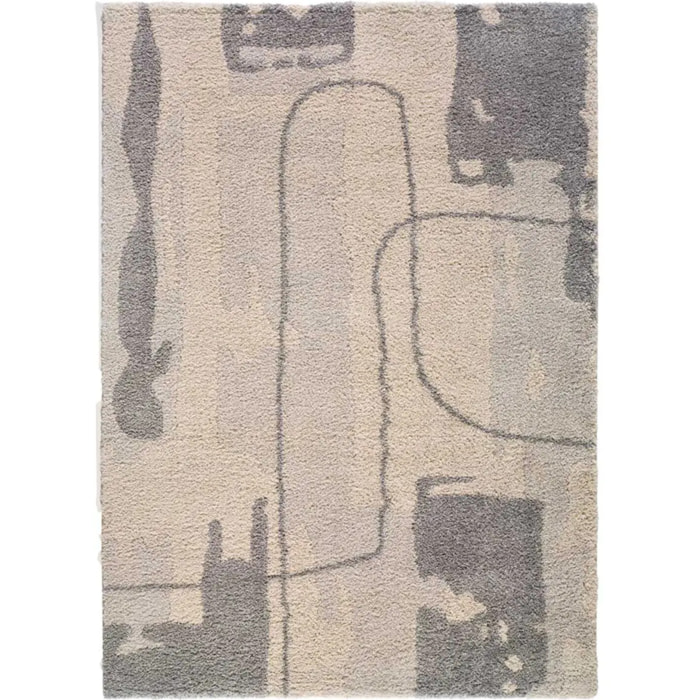 HELIA Alfombra shaggy abstracta en tonos grises, varias medidas disponibles