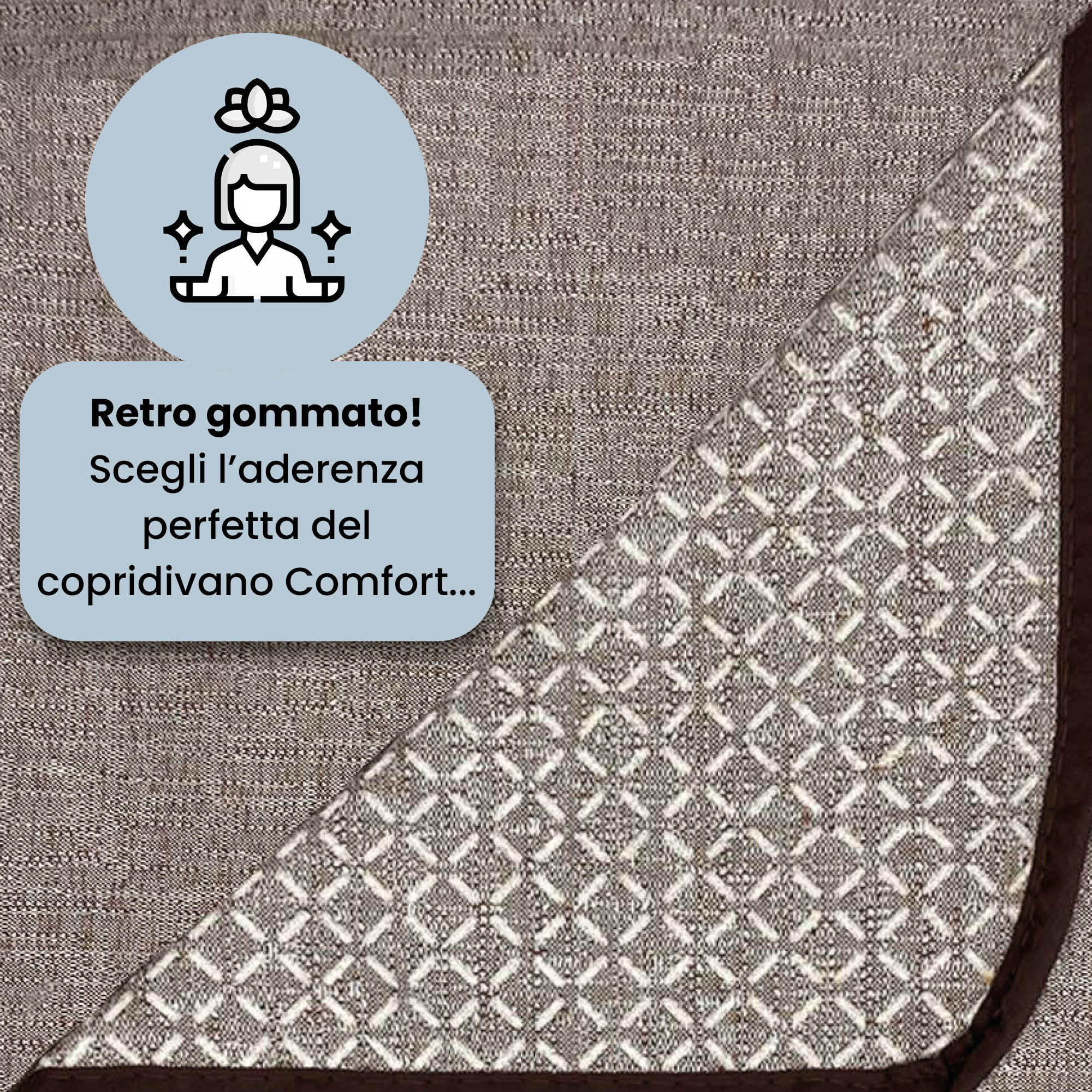 COPRIDIVANO PENISOLA DESTRA COMFORT, Antiscivolo, Cotone+Microfibra+Fibre Varie, Made in Italy - MARRONE