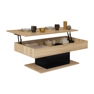 Table basse Tania avec plateau relevable - Bois - Noir