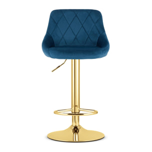 Set di 2 sgabelli bar Kast in velluto blu e oro