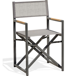 HONFLEUR - Fauteuil de jardin en toile plastifiée et aluminium gris anthracite