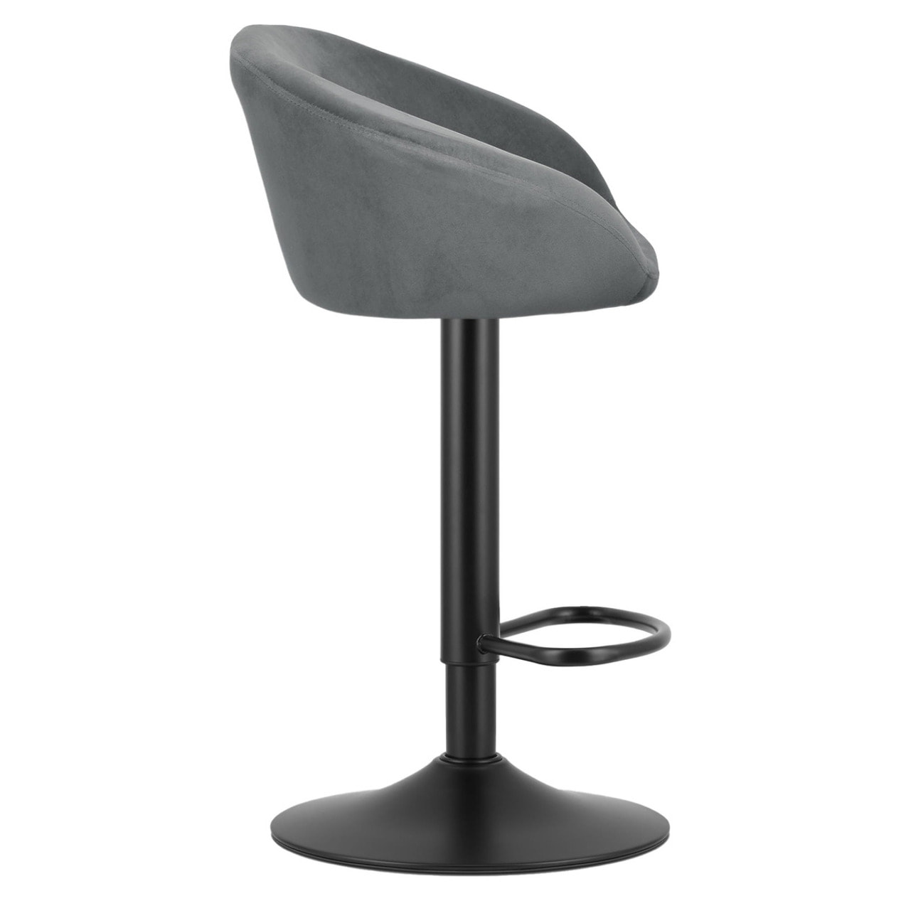 Set di 2 sgabelli bar East in velluto grigio e metallo nero