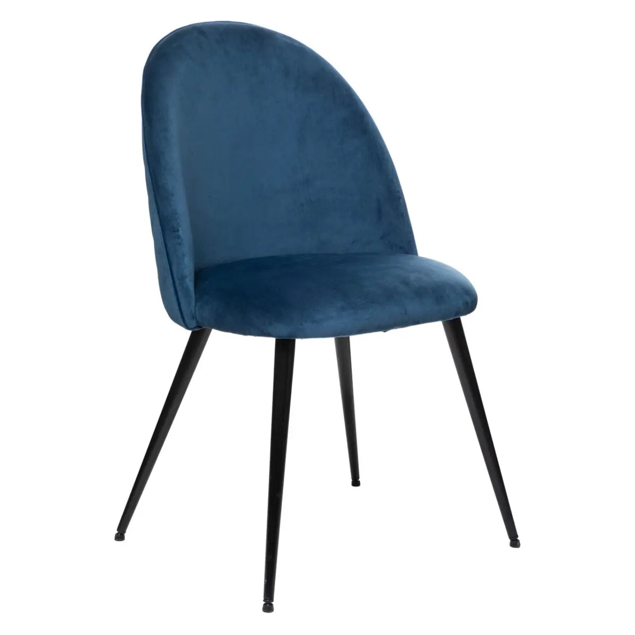 Chaise "Slano" - bleu - velours - pieds métal noir