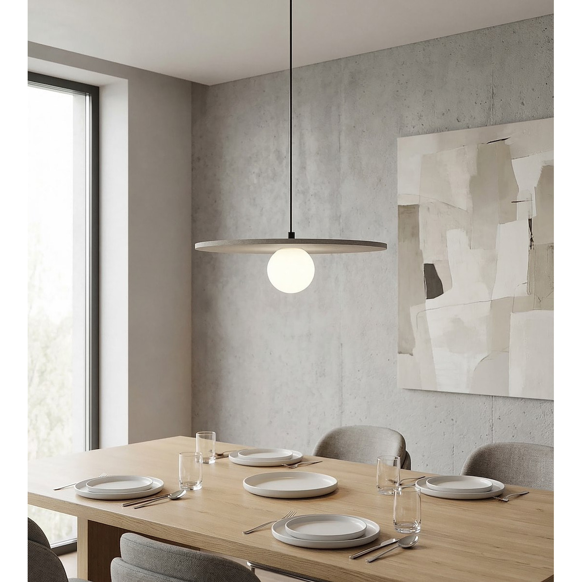 Lampada a sospensione CALMA con paralume in feltro grigio