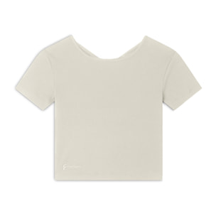 T-shirt slim fit a costine con apertura sulla schiena