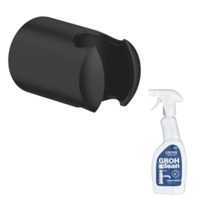 Support mural pour douchette GROHE Vitalio noir mat + nettoyant GrohClean
