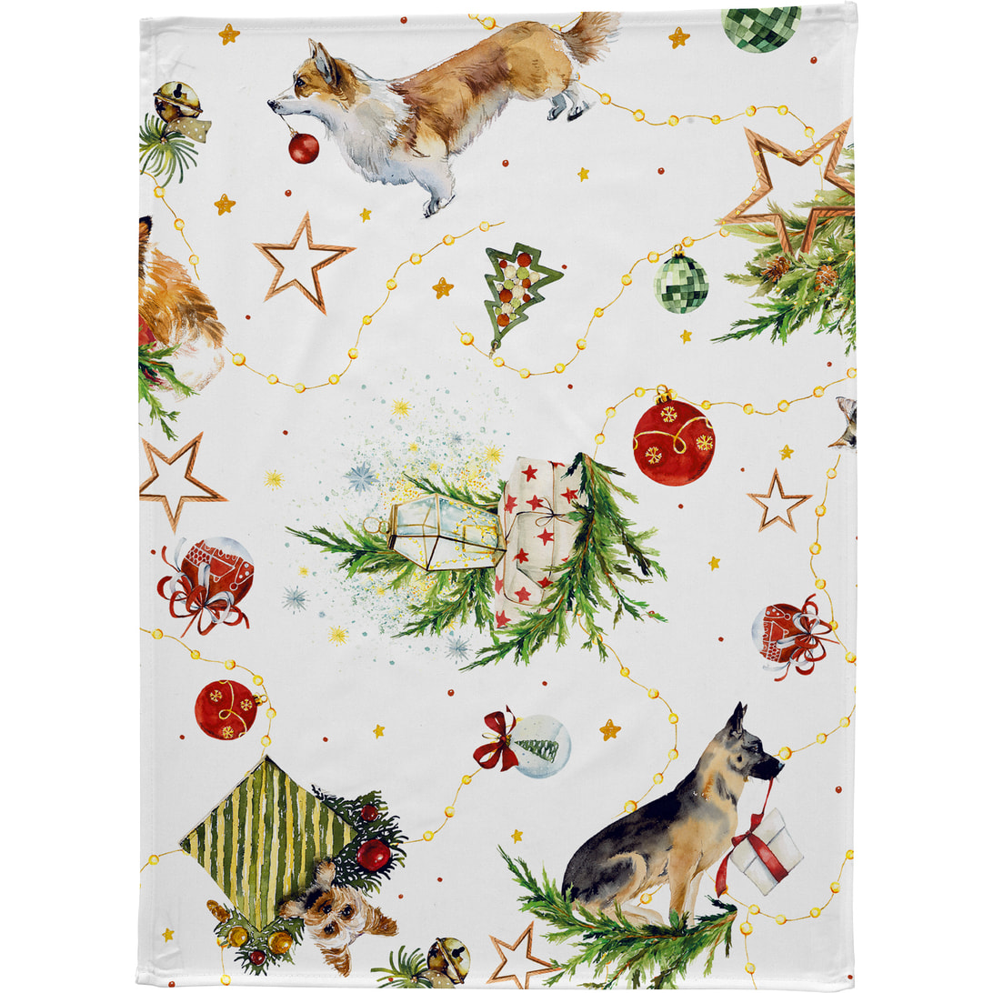 Lot de 2 torchons de Noël PUPPIES 50x70 cm