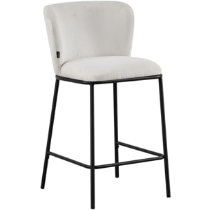 Lot de 2 tabourets de bar en velours côtelé, piètement noir - TOMA