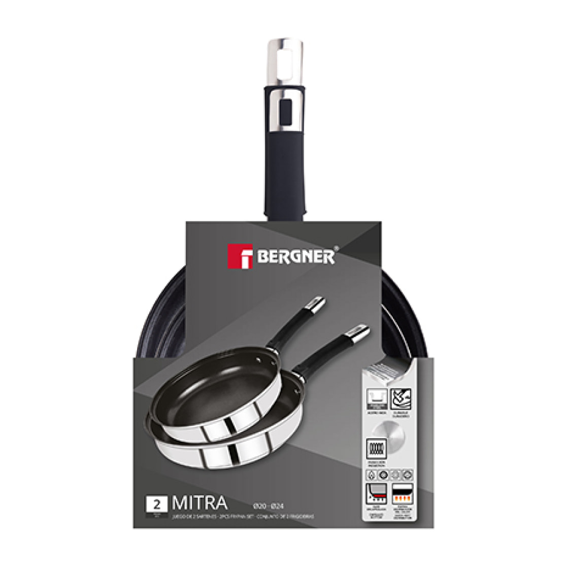 JUEGO DE 2 PZS SARTEN (20+24 CM) ACERO INOX IND MITRA BG