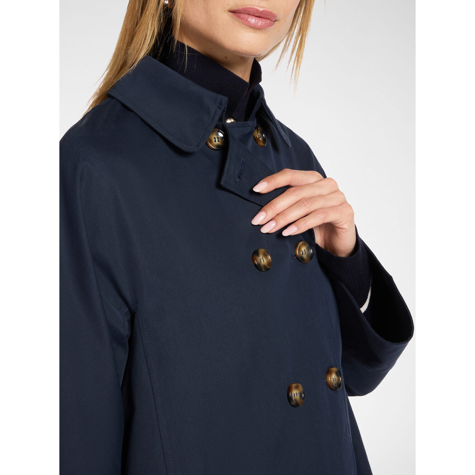 Elena Mirò - Trench cruzado en gabardina - Azul