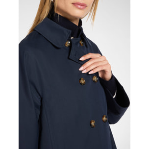 Elena Mirò - Trench cruzado en gabardina - Azul