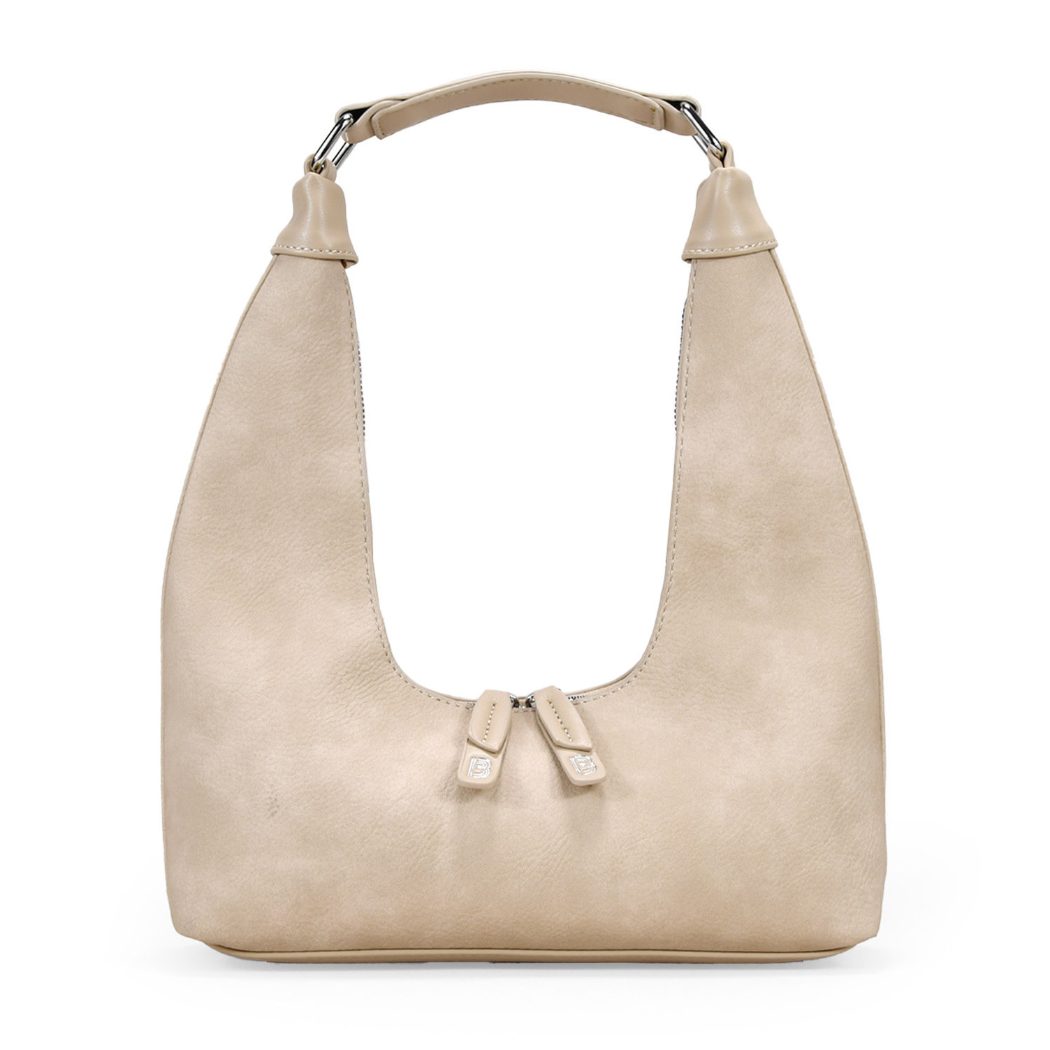 Bolso de hombro arena con cremallera