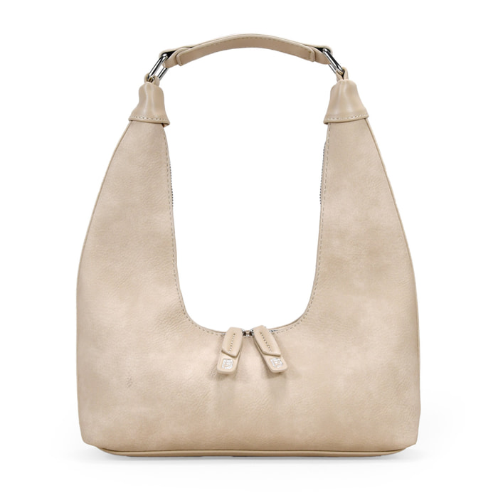 Bolso de hombro arena con cremallera