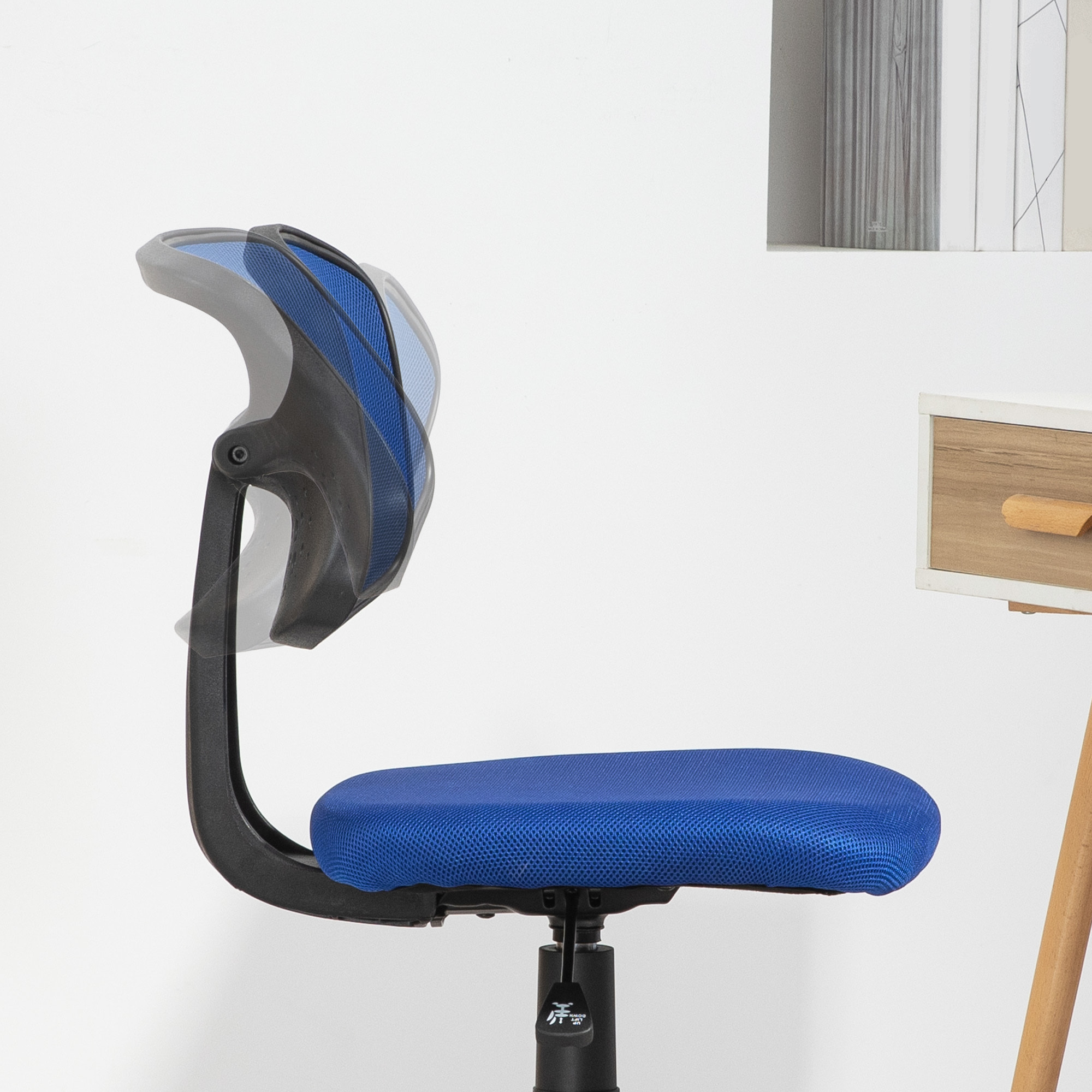 Silla de Oficina sin Brazos Silla de Escritorio Giratoria con Respaldo de Malla Transpirable Altura Ajustable Silla de Despacho Carga 120 kg Azul