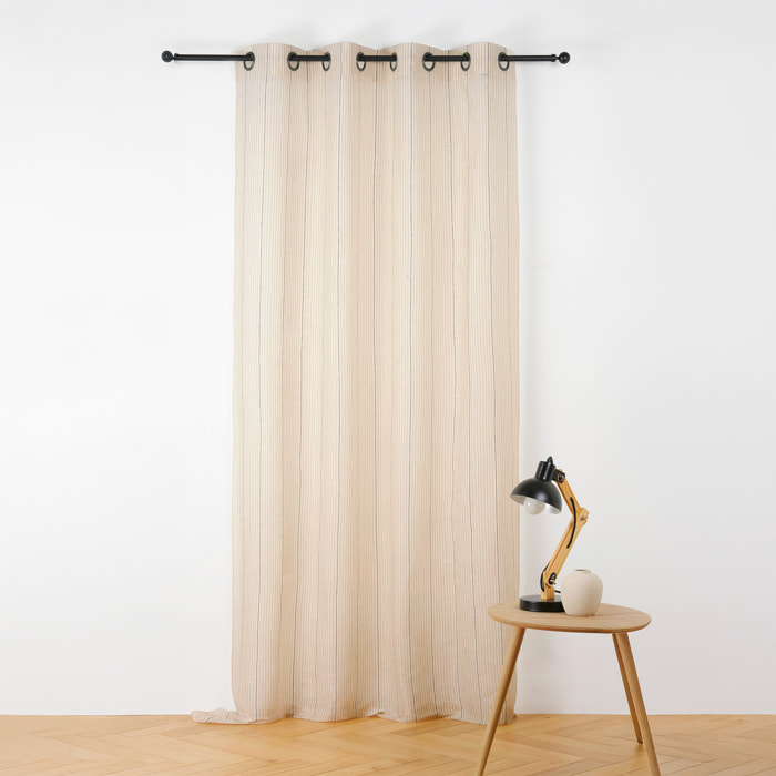 Voilage laine et coton fines rayures - Beige