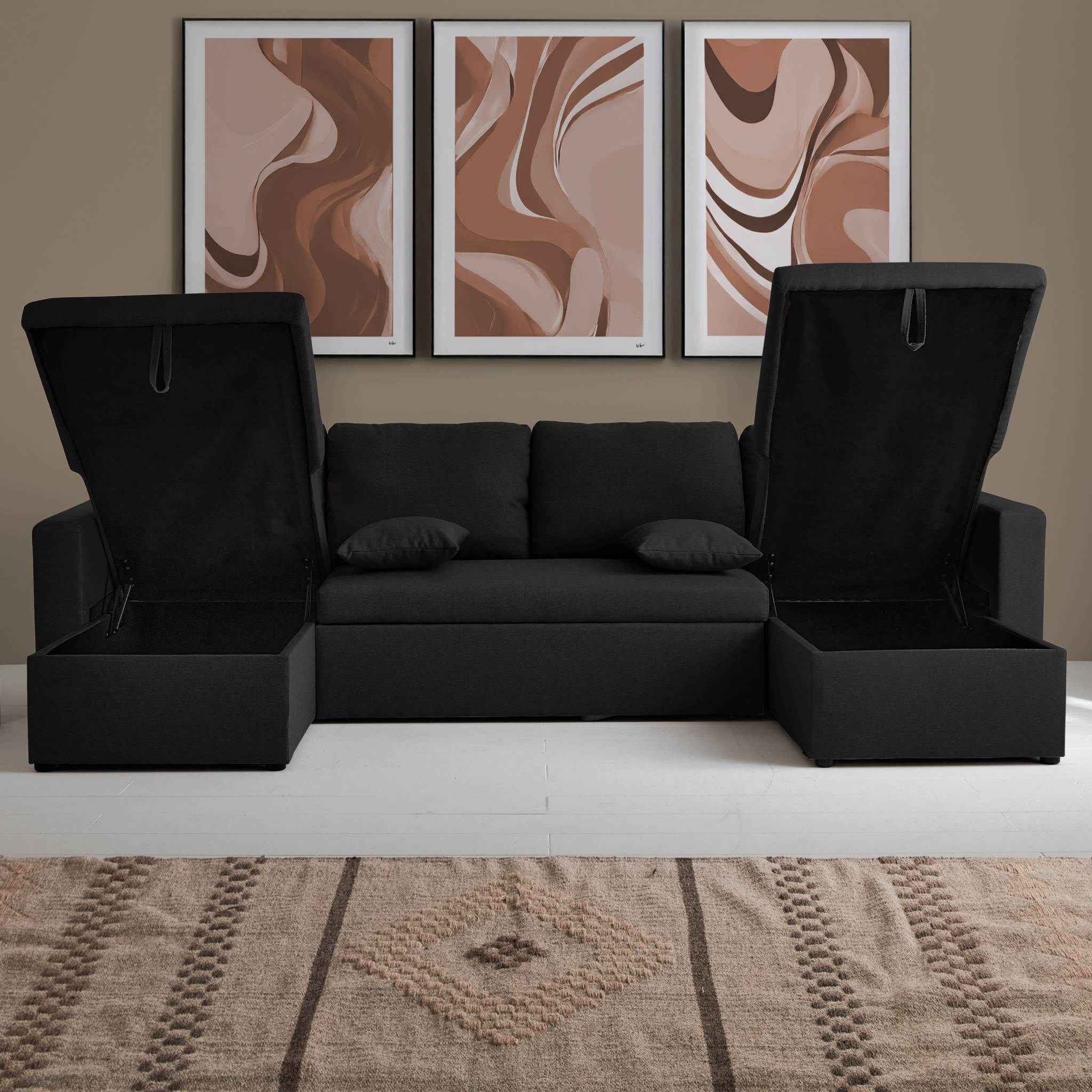 Canapé panoramique convertible 4 places tissu URBAN