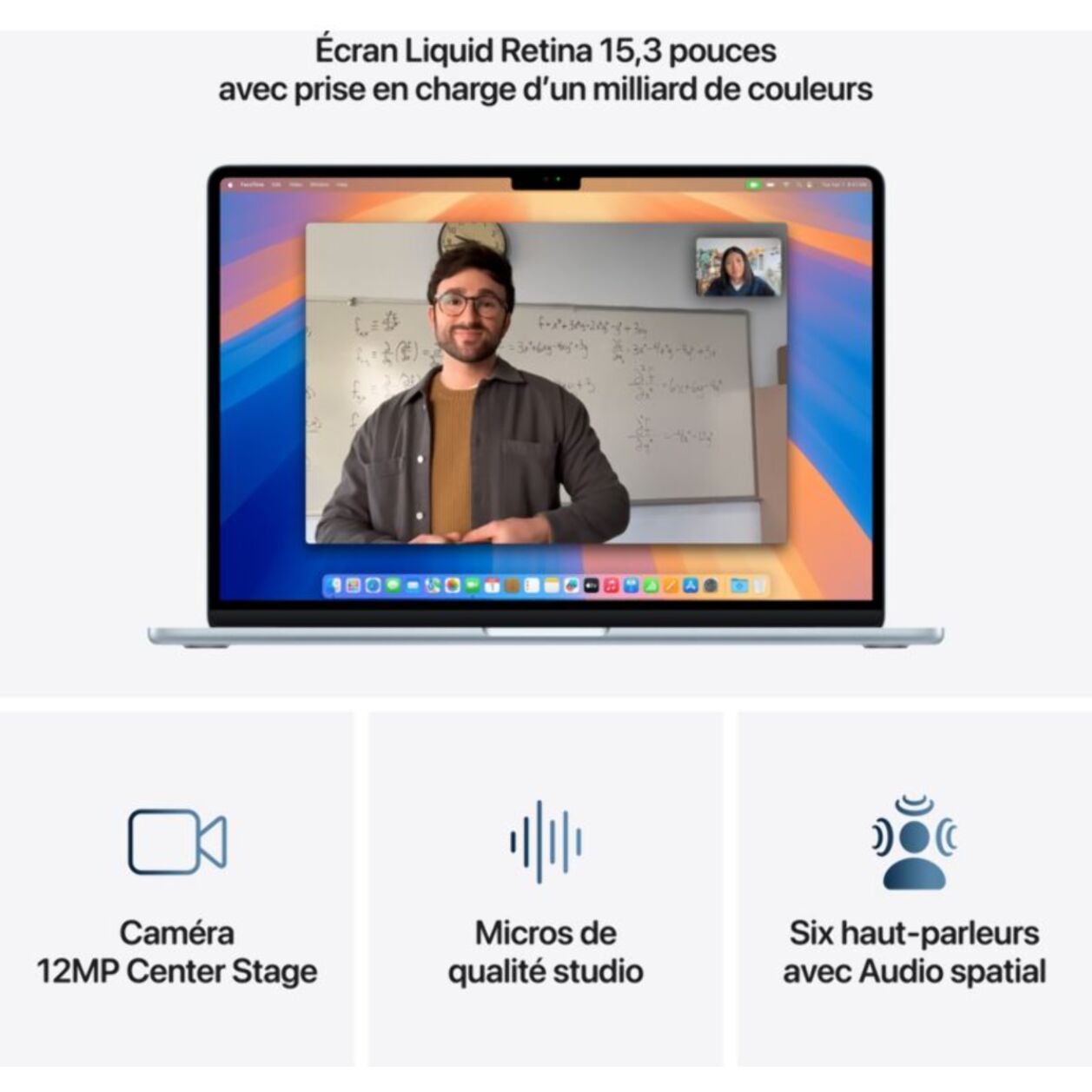 Ordinateur Apple MACBOOK Air 15" Puce M4 CPU 10 / GPU 10 coeurs Mémoire RAM 16Go Stockage 512Go SSD Retina Bleu