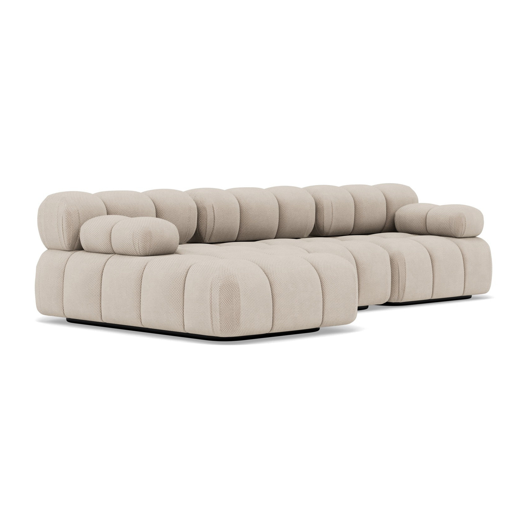 Ruby - canapé modulable d'angle gauche 4 places en velours texturé - Beige