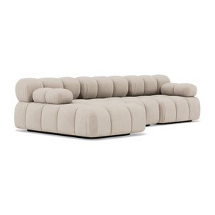 Ruby - canapé modulable d'angle gauche 4 places en velours texturé - Beige