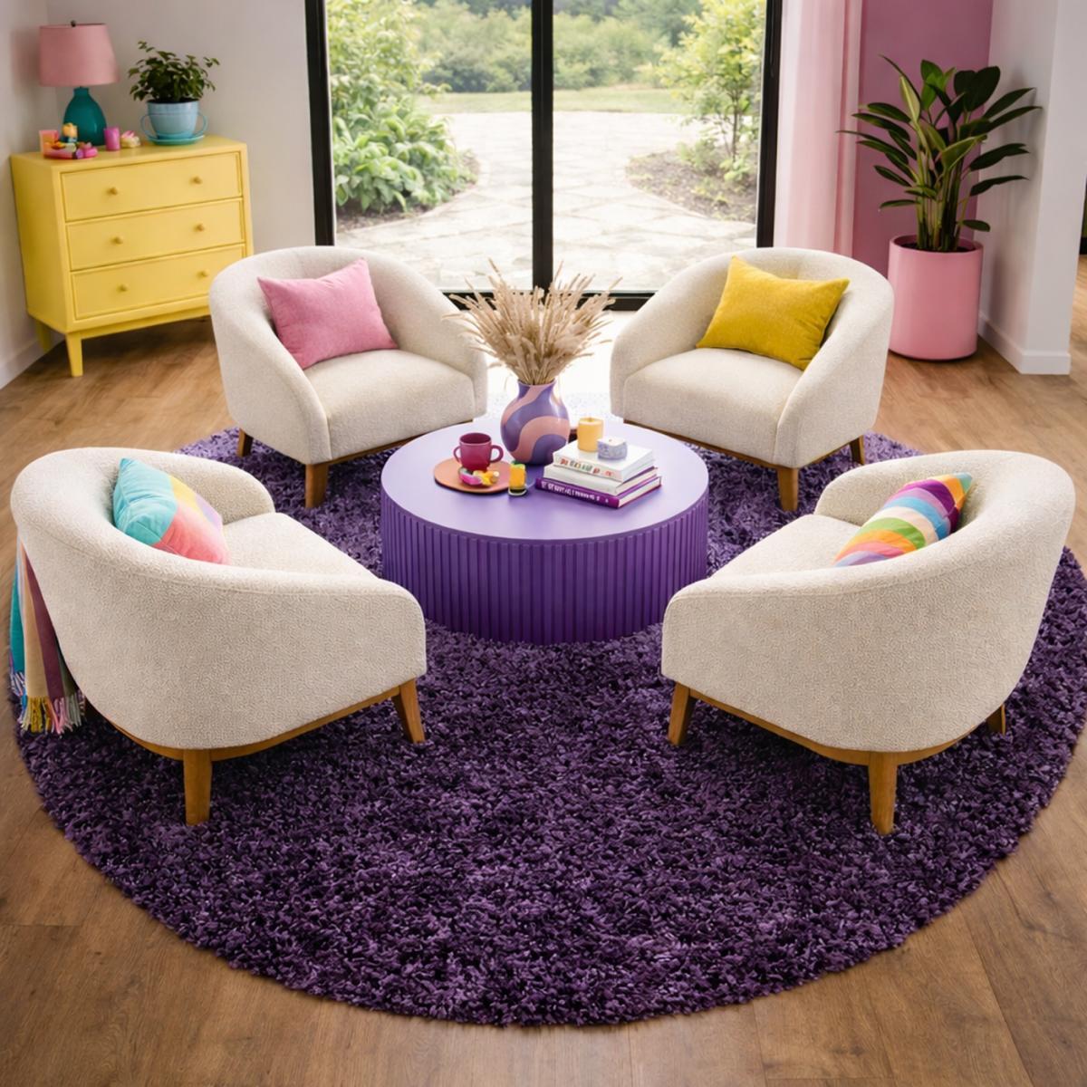 Tapis poils longs shaggy tissé motif uni ZASIVE