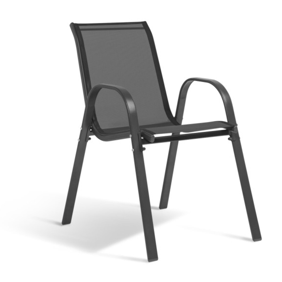 Chaises de jardin empilables textilène gris - lot de 4