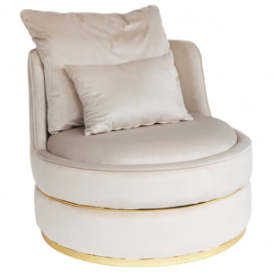 Poltrona elegante ed originale, in tessuto imbottito, colore crema, Misure 84 x 72 x 84 cm