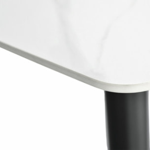 Table haute 140 x 70 cm en céramique marbrée avec pieds en métal - TREIVE
