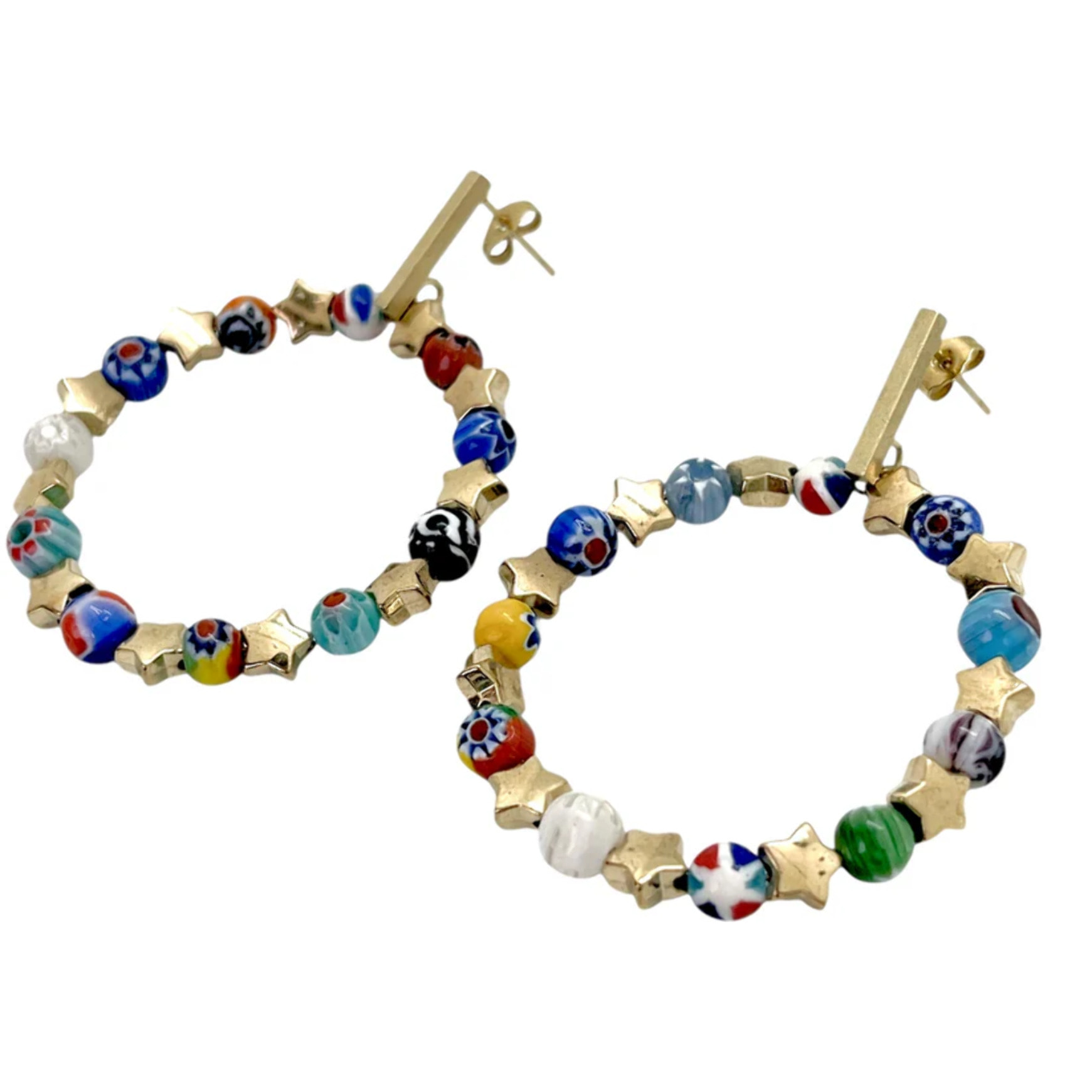 Pendiente aro Talisman de Luz en dorado multicolor