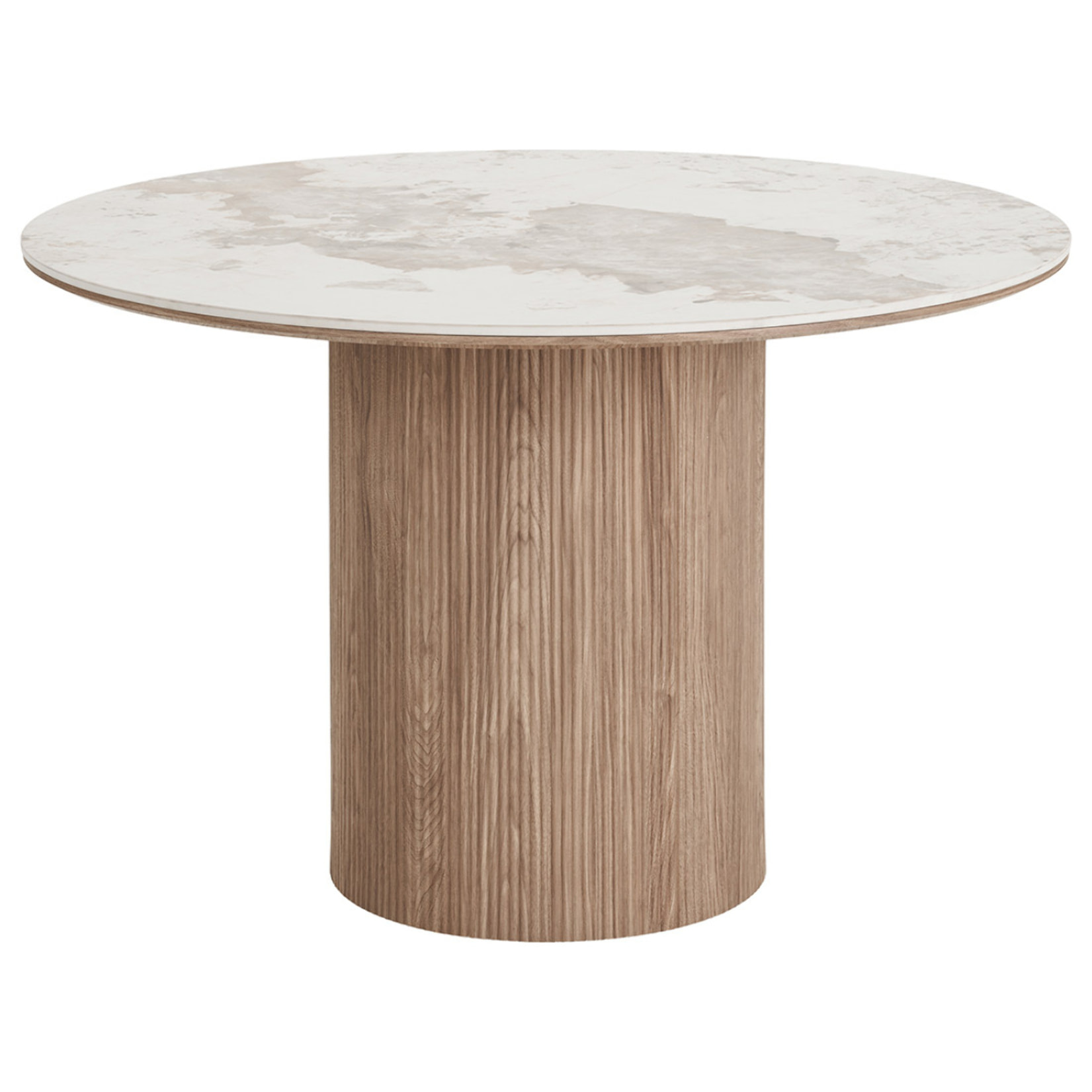 Lysa - table à manger plateau effet marbre et pieds effets bois - 4 personnes - Bois / Blanc