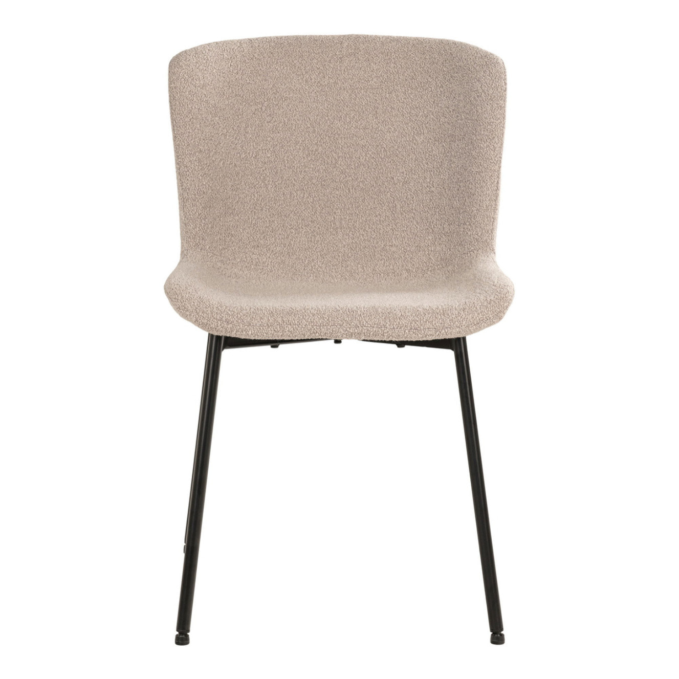 Set 2 sedie da pranzo Maceda in bouclé beige con gambe nere 48x59x83 cm