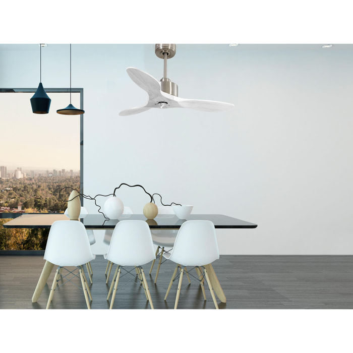 Ventilateur de plafond Réversible  Thermostat Dimmable Wifi Moteur à courant continu Toits en pente Télécommande Lumière à trois tons Hypersilence Mémoire