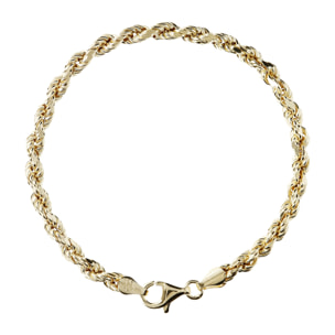 Bracciale con Catena Corda Diamanata in Argento 925 placcato Oro Giallo 18Kt