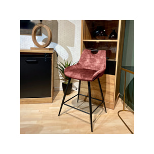 Chaise de bar en velours avec poignée et pieds en métal - ROSA 2