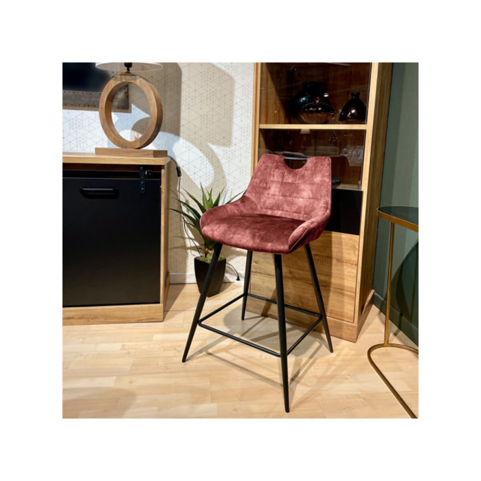 Chaise de bar en velours avec poignée et pieds en métal - ROSA 2