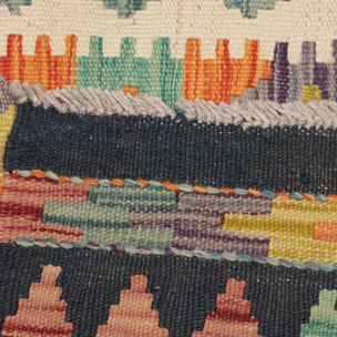 Tapis kilim à motif géométrique, tissage plat authentique