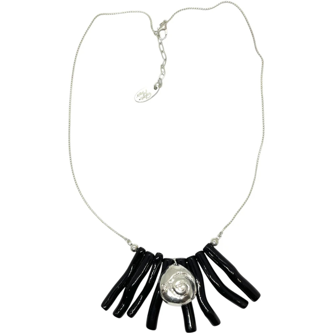 Gargantilla coral negro y caracola plata 10µ