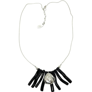 Gargantilla coral negro y caracola plata 10µ