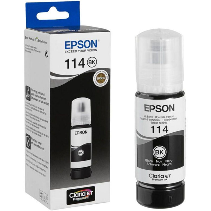 Cartouche d'encre EPSON Ecotank bouteille 114 noire pigment
