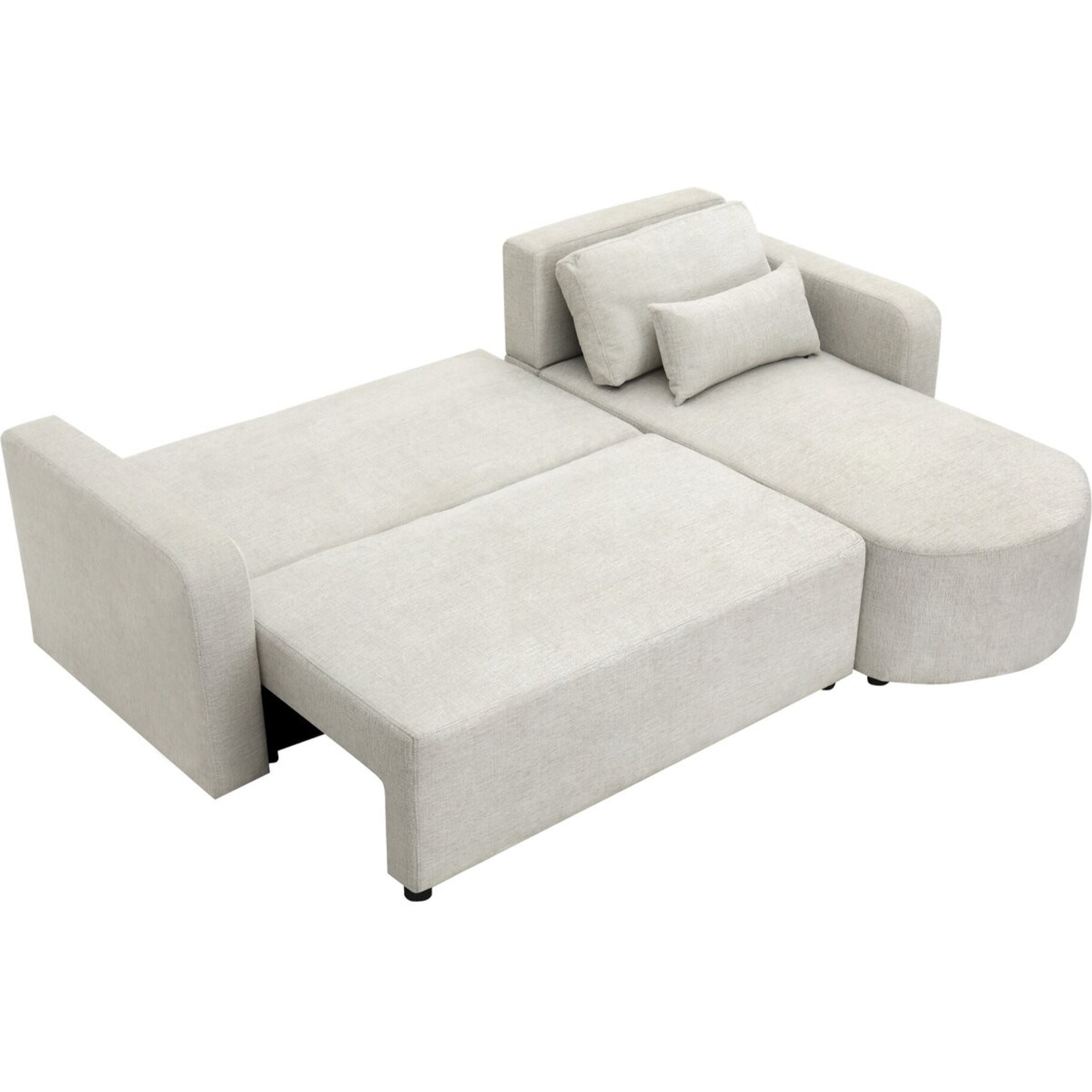 Canapé d'angle convertible/réversible en tissu "Charles" - 3 places - Beige