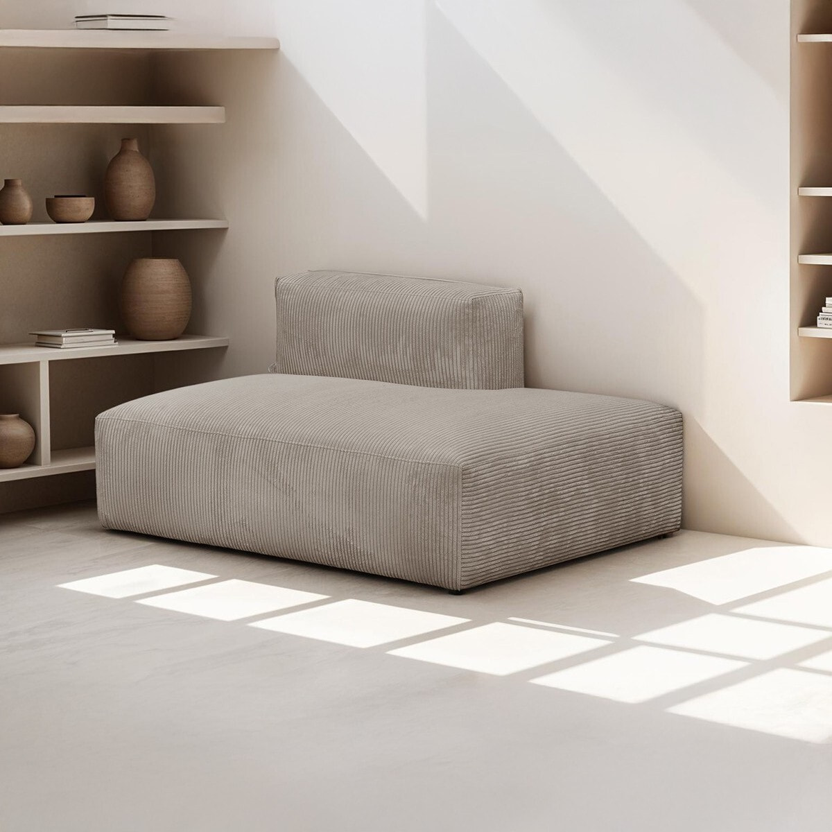 Module d'angle ouvert à droite 2 places en velours côtelé - MODULO