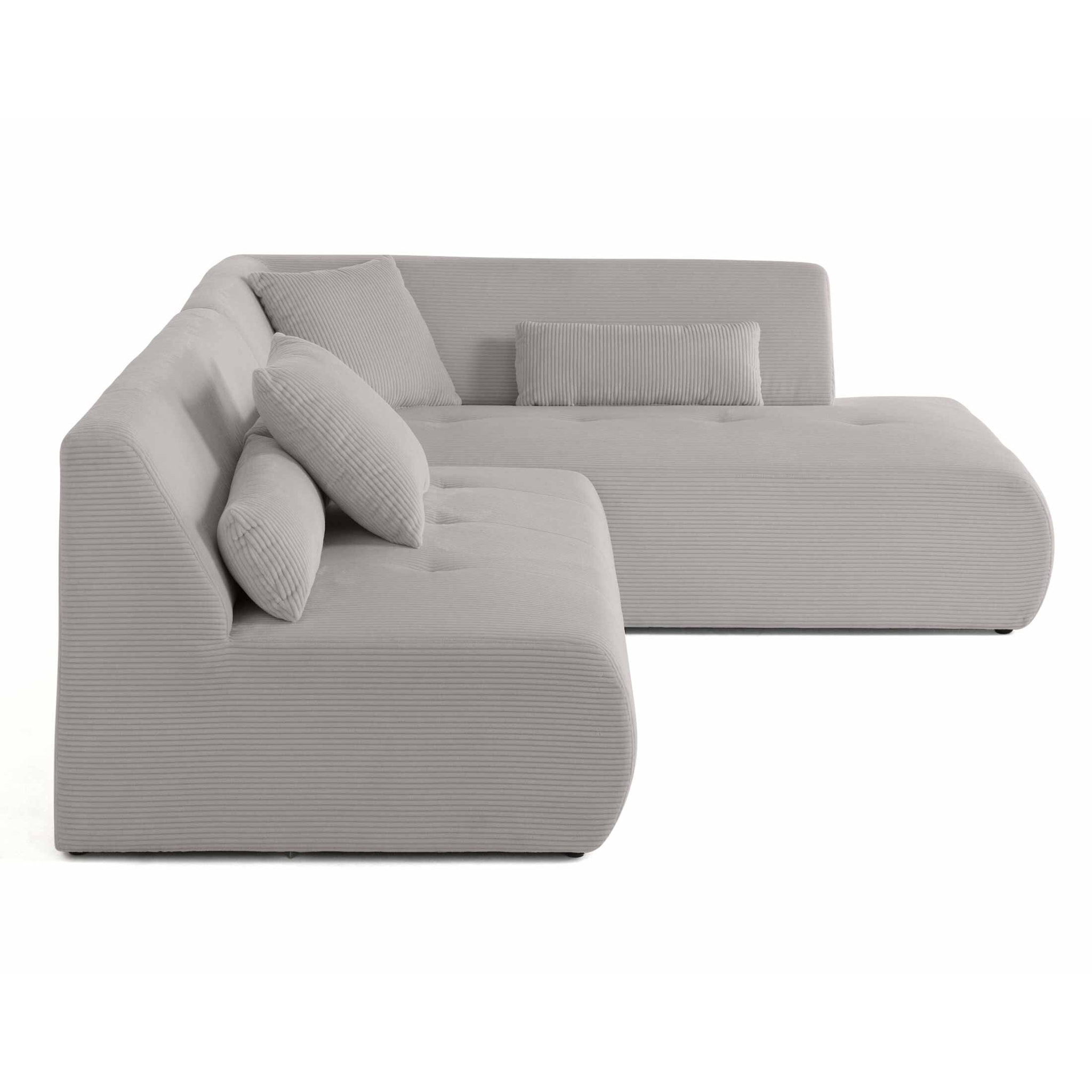 Onyx - canapé modulable d'angle droit - 5 places - en velours côtelé - Gris clair
