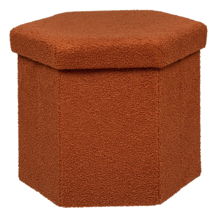 Pouf pliant "Jaiko" en bouclette 40x38cm ambre