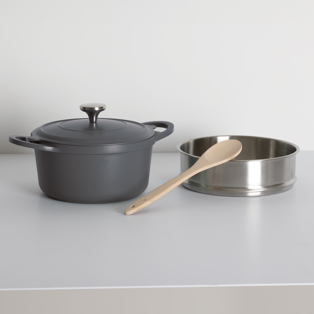 Cuiseur vapeur D24cm fonte d aluminium gris