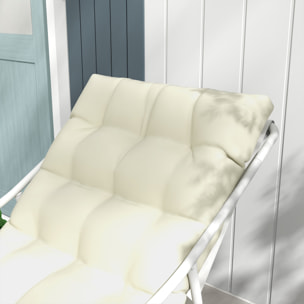 Fauteuil lounge de jardin avec coussin acier époxy polyester blanc beige crème