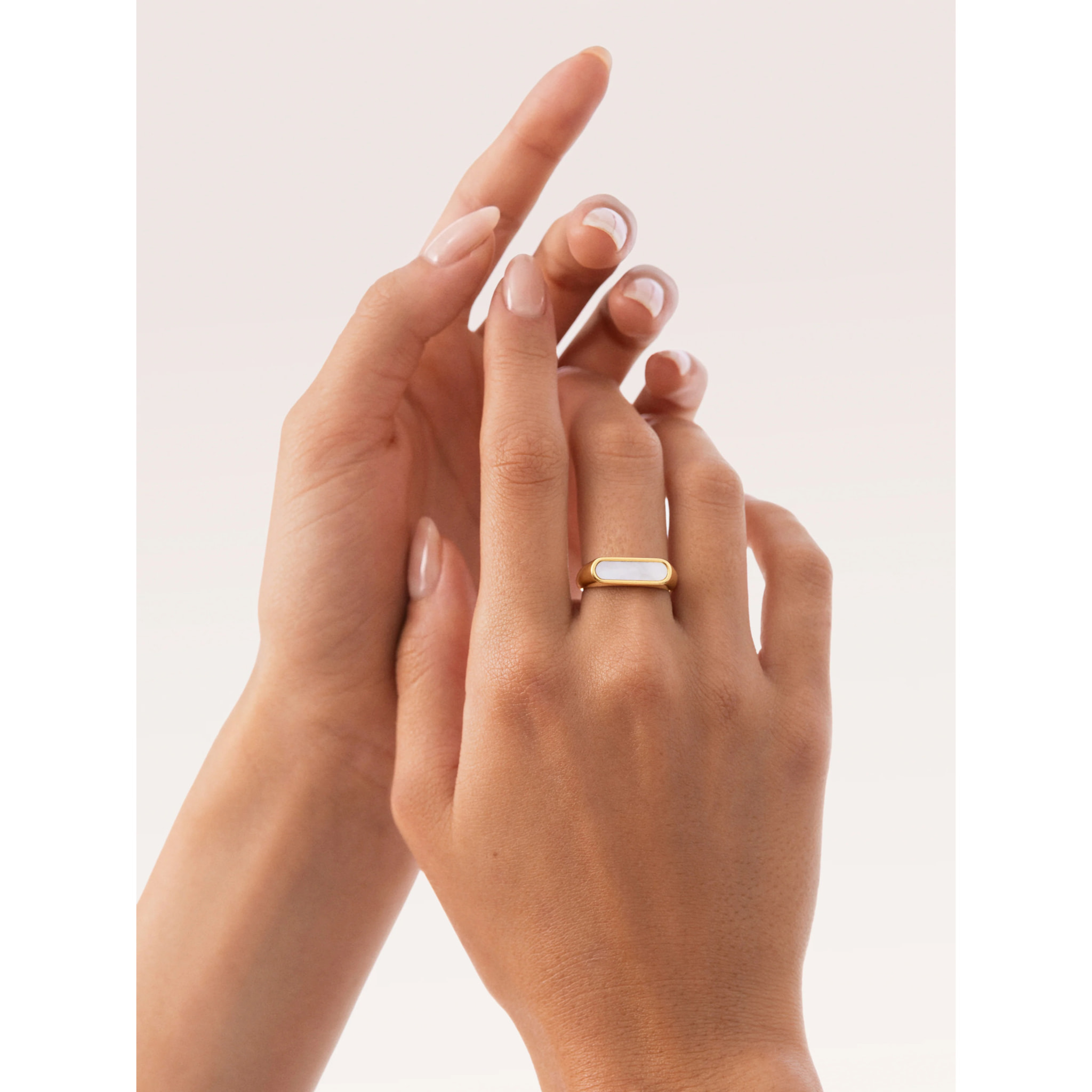 Anello Proa Nácar Acciao Placcato Oro