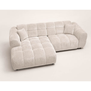 Mini Ray - Canapé d'angle gauche 4 places en tissu texturé - Beige