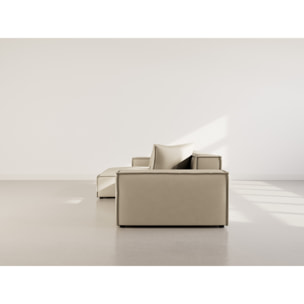 Atlas - Canapé d'angle réversible 4 places en velours texturé - Beige